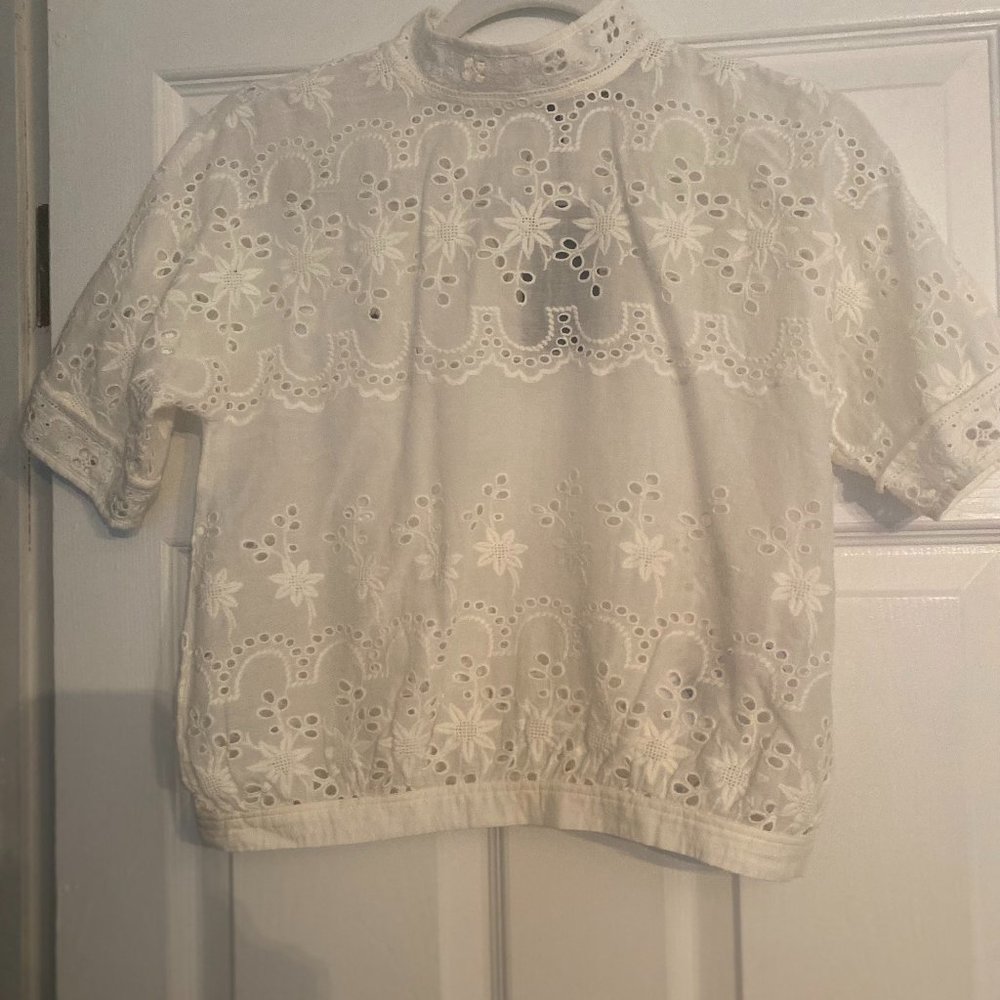 All Saints White Short Sleeve Top, Size 2,